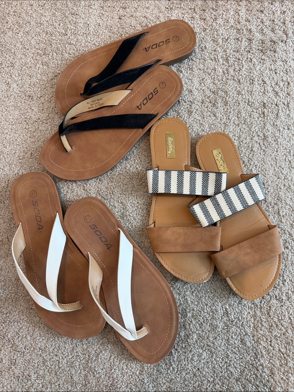 3 sandal bundle SODA/Qupid Women's Flip Flop Sandals